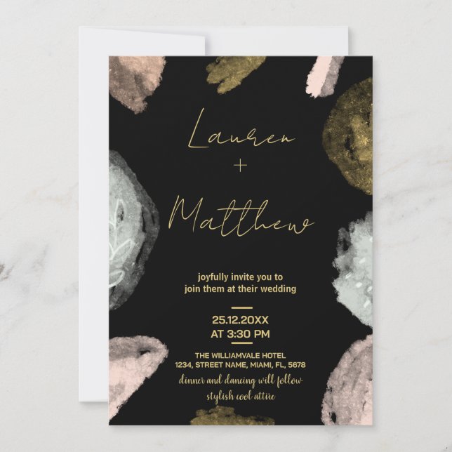 Black Golden Wedding Invitations (Devant)