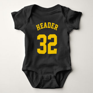 Black & Golden Yellow Baby | Sports Jersey Design Bodysuit