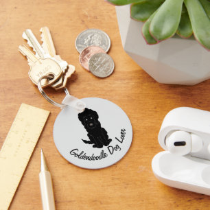 Black Goldendoodle Design Any Colour Background Keychain