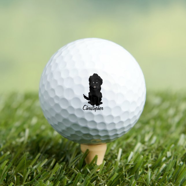 Black Goldendoodle Dog Design Golf Balls (Insitu Tee)