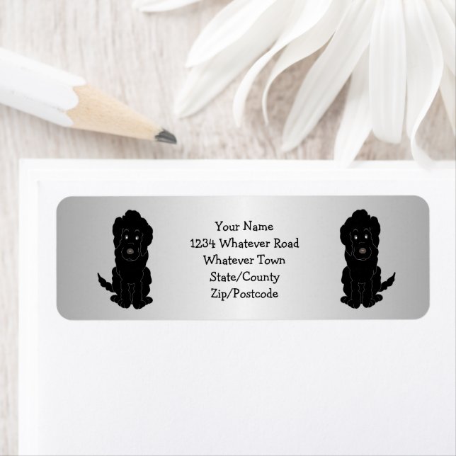 Black Goldendoodle Dog Design Return Address (Insitu)