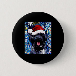 Black Goldendoodle Labradoodle Santa Dog Christmas 2 Inch Round Button