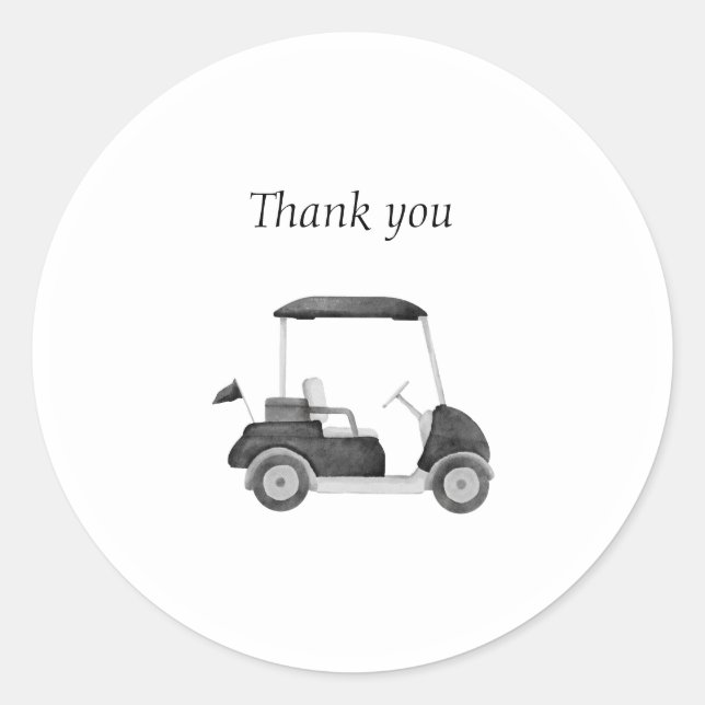 Black golf cart baby shower  classic round sticker (Front)