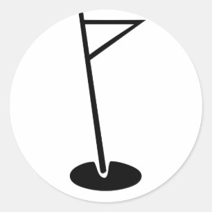 Black Golf Hole Flag Classic Round Sticker