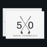 Black Golf Simple 50th Birthday Party Invitation<br><div class="desc">Fifty. 50th Birthday Invitation.   Date,  place,  RSVP included.  Black & White. Simple.  Golf.</div>