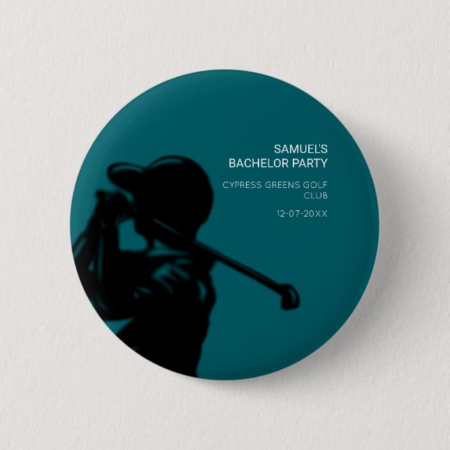 Black golfer Golfing Trip Bachelor Party minimal  2 Inch Round Button (Front)