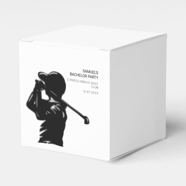 Black golfer Golfing Trip Bachelor Party minimal  Favor Box (Front Side)