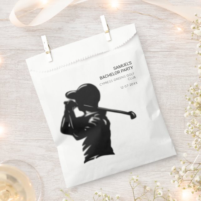 Black golfer Golfing Trip Bachelor Party minimal  Favour Bag (Clipped)