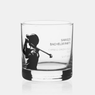 Black golfer Golfing Trip Bachelor Party minimal  Whiskey Glass