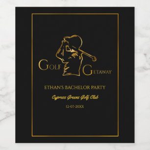 Black golfer Golfing Trip Bachelor Party minimal Wine Label