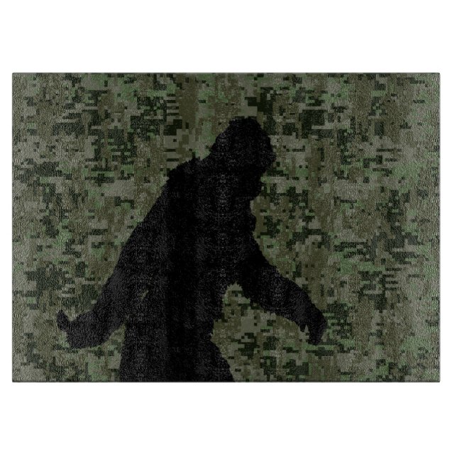 Black Gone Squatchin Woodland Digital Camouflage Cutting Board (Front)