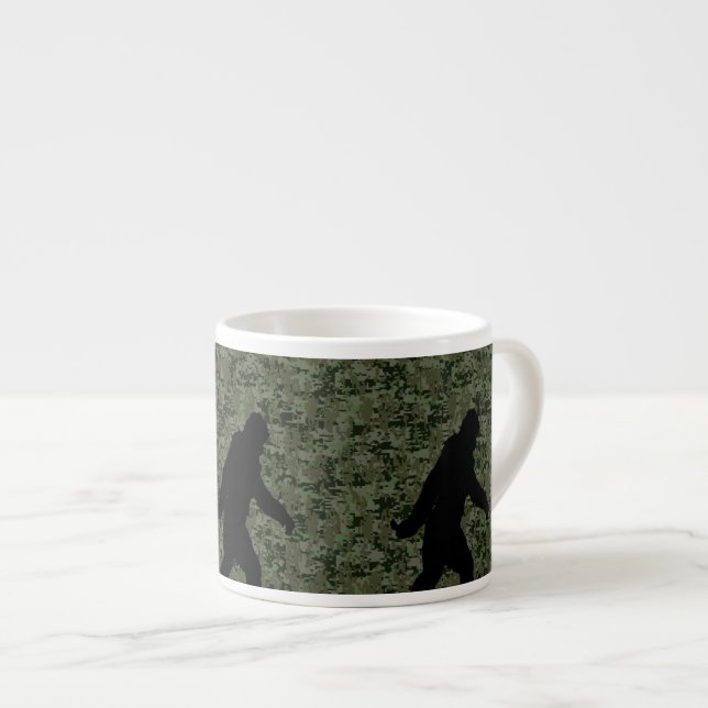Black Gone Squatchin Woodland Digital Camouflage Espresso Cup (Front Right)