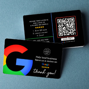  Black Google Reviews   Business Review Us QR Code Card