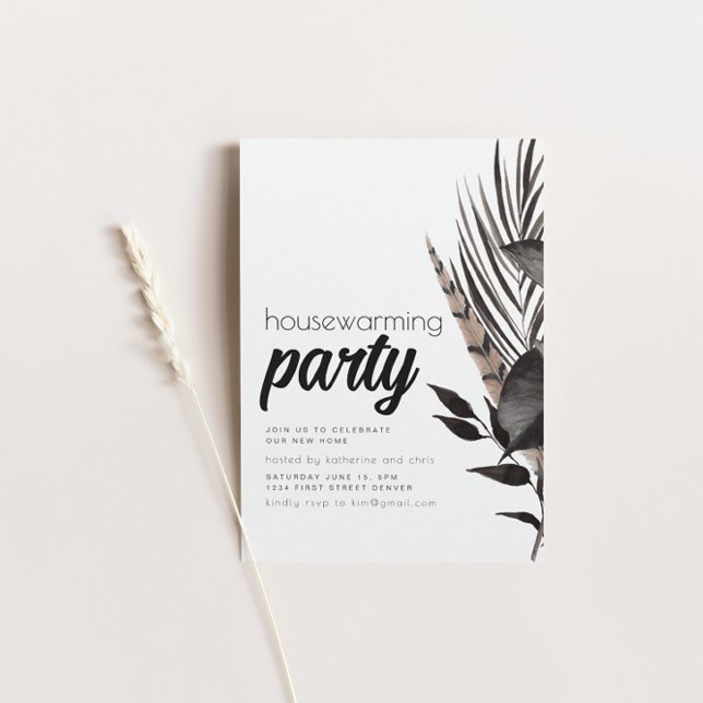 Black Goth Boho Housewarming Party Invite (Creator Uploaded)