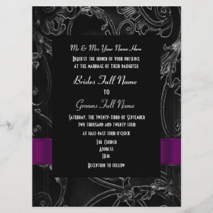 Black goth fantasy formal wedding invitation