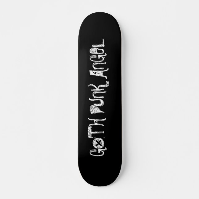 BLACK, GOTH PUNK ANGEL SKATEBOARD (Front)