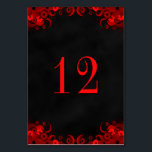 Black Goth Red Floral Reception Table Number Cards<br><div class="desc">© Sunny Mars Designs - Floral Hibiscus: Red on Chalkboard Vertical Wedding Table Number Cards - Custom printed classy, modern, elegant, trendy, stylish, chic customizable Gothic black chalkboard wedding reception table number card with dark red, crimson, burgundy, ruby or maroon swirly tropical hibiscus floral design against a blackboard or chalk...</div>