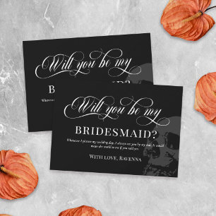 Black Goth Skull Wedding Will You Be My Bridesmaid Invitation
