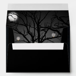 Black Goth Vintage Filigree Enchanted Forest Envelope