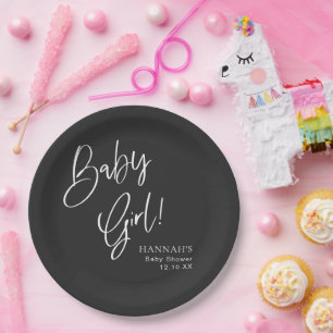 Black Gothic and Moody Halloween Baby Shower Paper Plate