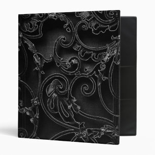 Black gothic baroque swirl pattern binder