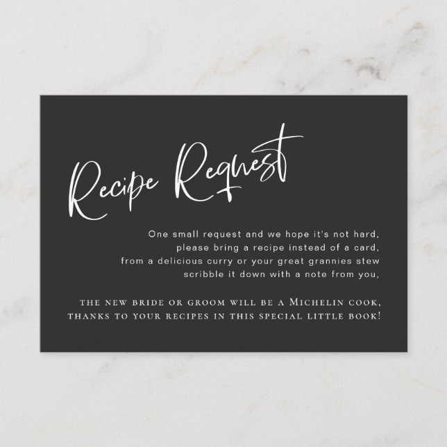 Black Gothic Bridal Shower Recipe Request Card (Front)