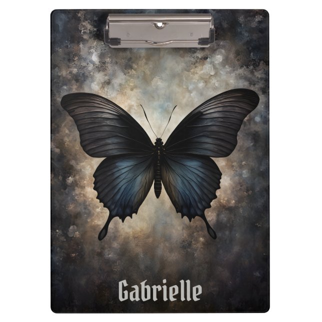 Black Gothic Butterfly Clipboard (Front)
