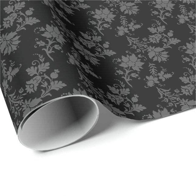 Black Gothic Floral  Wrapping Paper (Roll Corner)