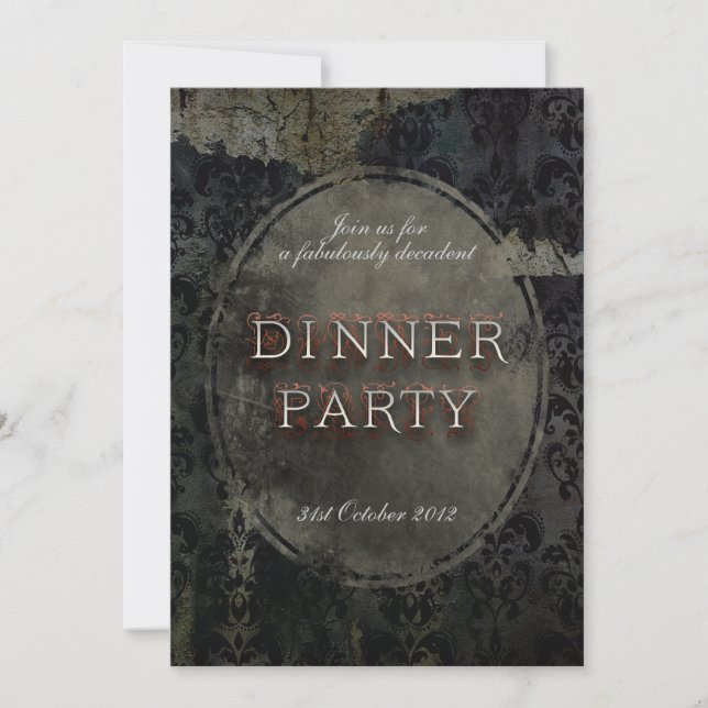 Black Gothic Grunge Dinner Party Invitation (Front)