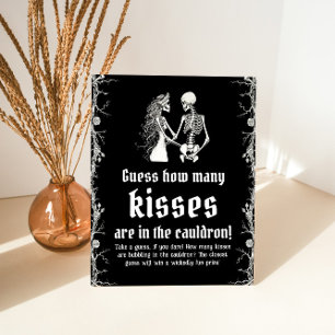 Black Gothic Halloween Guess How Many Kisses Game Pedestal Sign