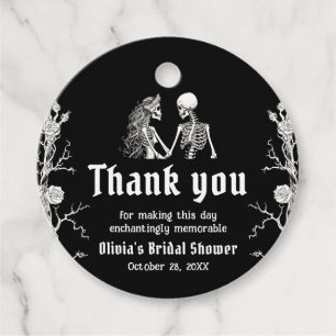 Black Gothic Halloween Skeleton Bridal Shower Favour Tags