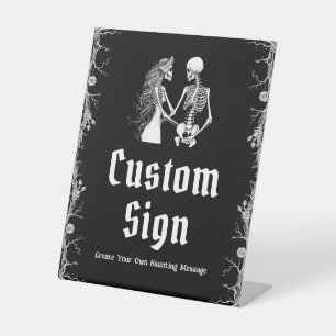 Black Gothic Halloween Skeleton Custom Sign