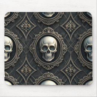 BLACK GOTHIC HALLOWEEN SKULLS MOUSE PAD