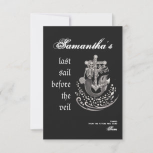 Black Gothic Mermaid Last Sail Veil Bachelorette Thank You Card