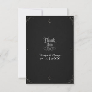 black Gothic Minimalist Moon Star Wedding Thank You Card