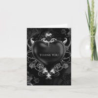 Black Gothic Romance Love Heart Wedding Thank You