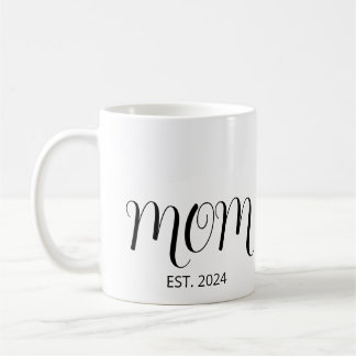 Black Graceful Script Established New Mom Coffee Mug