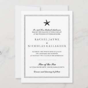 Black Graceful Starfish   Wedding Invitation