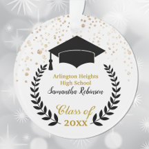 Black Grad Cap and Laurel Graduation Ornament
