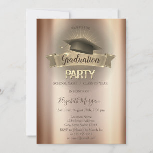 Black Grad Cap Cooper Graduation Party Invitation