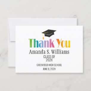 Black Grad Cap Graduation Thank You Card
