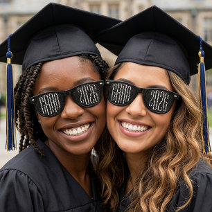 Black Grad College High School Senior Graduation Retro Sunglasses