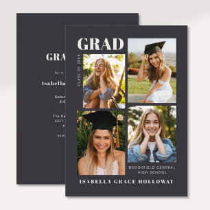 Black Grad Invitation With Photos