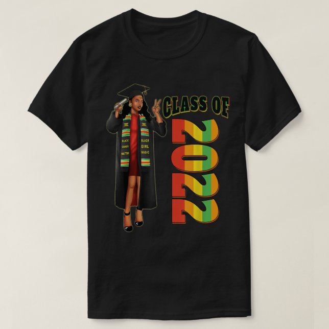 Black Grad Seniors Graduation Class Of 2022 Black  T-Shirt (Design Front)