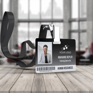 Black Gradient Employee ID Add Your Logo Badge