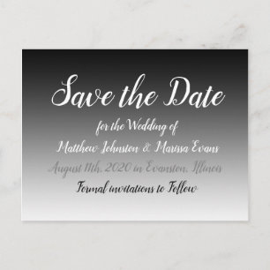 Black Gradient Personalized Save the Date Postcard
