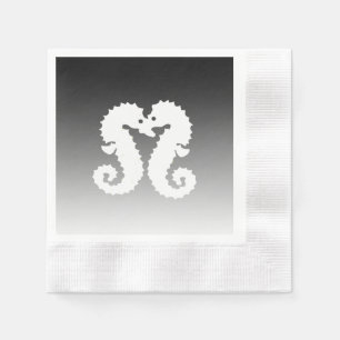 Black Gradient Seahorses Kissing Wedding Napkins