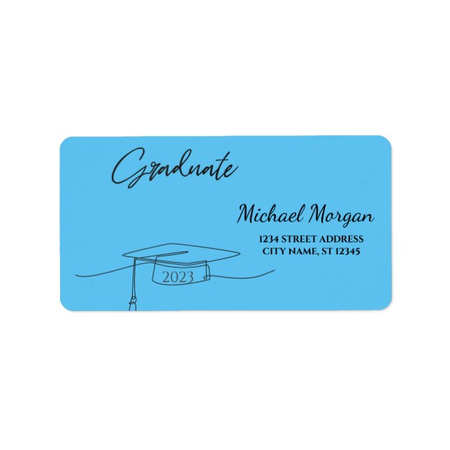 Black Graduate Cap Blue Label (Front)