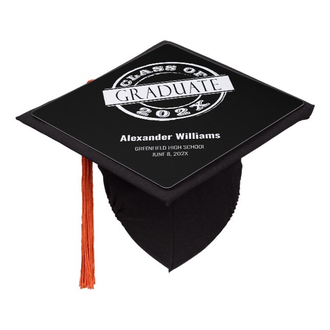 Black Graduate Graduation Cap Topper (Angled)