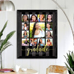 Black Graduate K–12 Script Photo Collage Real Gold Foil Prints<br><div class="desc">Be proud, rejoice and showcase this milestone of your favourite grad. Create this girly, stunning, simple, modern, personalized high school graduation K – 12 photo collage poster for a keepsake you’ll always treasure. A fun, elegant visual of real gold foil script typography, along with her name, class year, and school...</div>